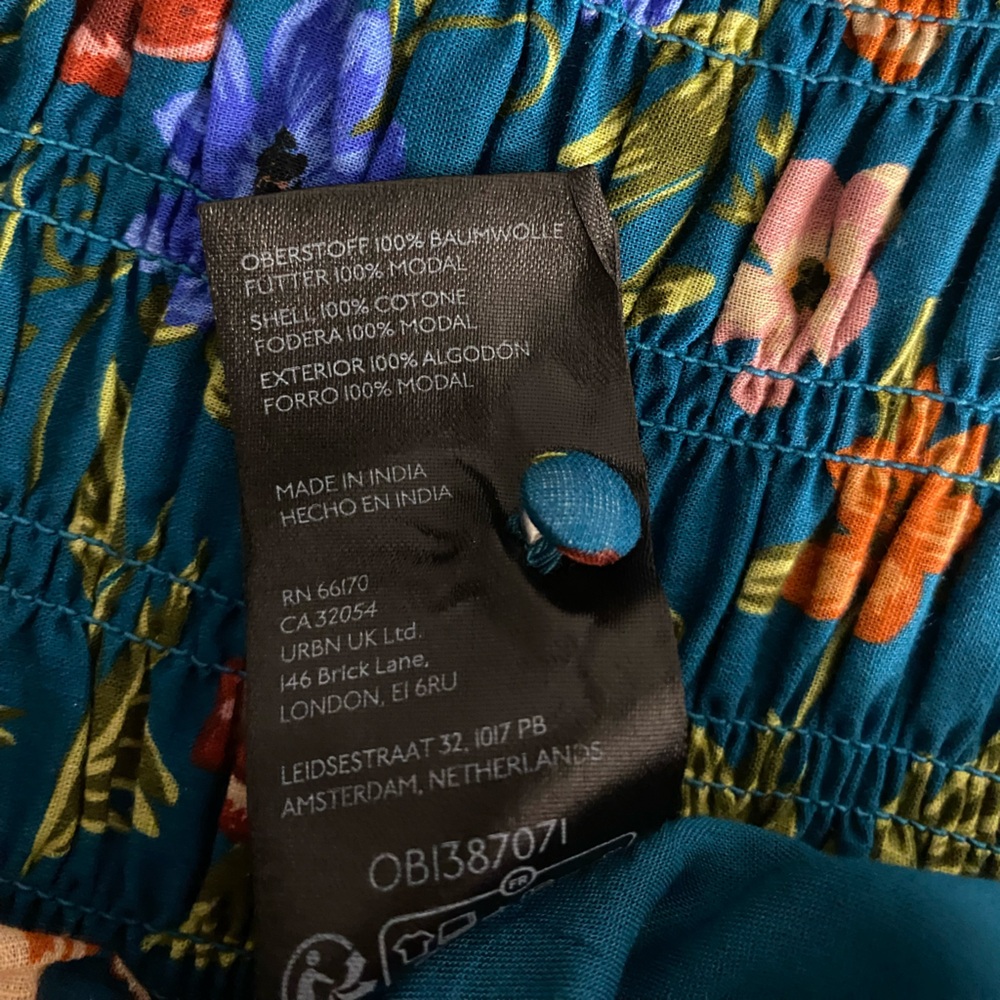 Anthropologie Peregrine Floral Blue Flutter Sleeve Midi Dress Size Large - Picture 12 of 13